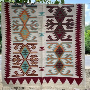 4x6 Ft Eco Friendly Cotton Dhurrie Rug Handwoven Cotton Rug – Boho Washable Area Rug – Bedside Cotton Rug, Pure Vegan Cotton Rug