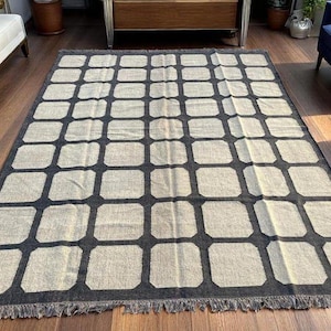 Tapete Kilim Vintage, Tapete Navajo Tecido à Mão, Tapete Grande, Tapete Boho do Sudoeste Feito à Mão, Tapete Tradicional Oriental de Tamanho Personalizado
