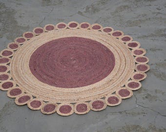 Handwoven Jute Round Rug – Boho Farmhouse Floor Decor, Natural Fiber Rug