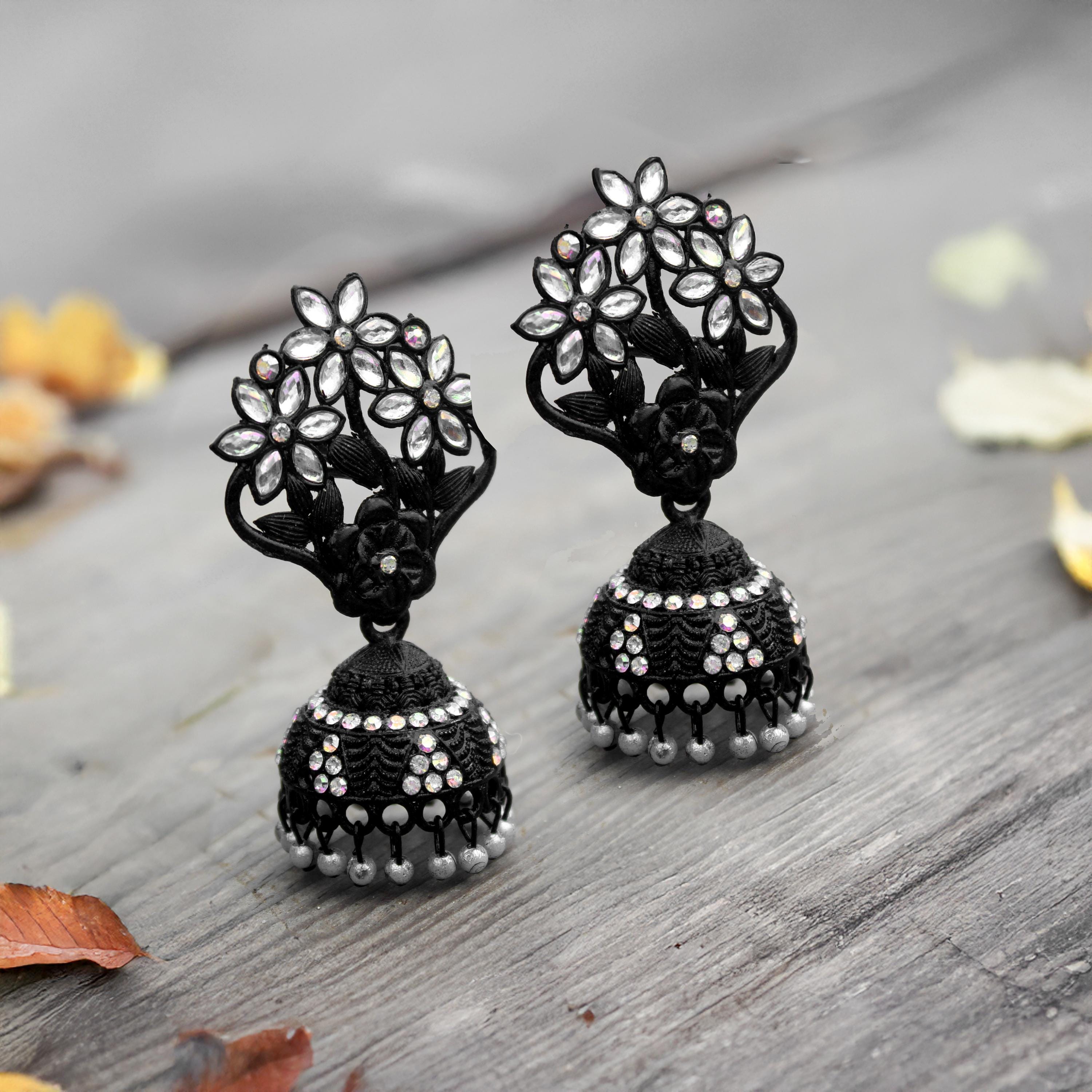Jhumki Earrings Black Metal Jimikki Kammal Black Metal Jhumka