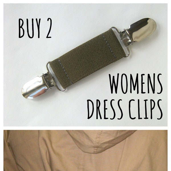 Buy 2 Elastic Dress Clips- Cinch Clip -Womens Shirt Clip- Garment Clip- Elastic Clip BELT- Custom Fit for clothing- Waist Cinch- Jacket Clip