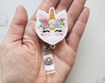 Unicorn Badge Holders - Pretty Badge Reels - Retractable ID Badge Clips for Teacher - Teacher Gifts Under 10 - Teacher Badge Reel