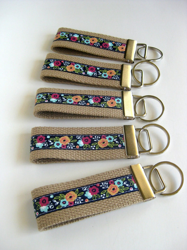 Gift for Wife Mini KEY FOB Floral Key Chain Keychain Etsy