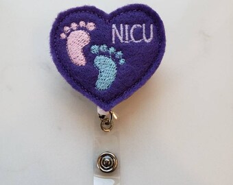 NICU Nurse Badge Reel - Pretty Badge Reels - Retractable ID Badge Clips for Nurse- NICU Nurse Gifts - Nurse Badge Holder