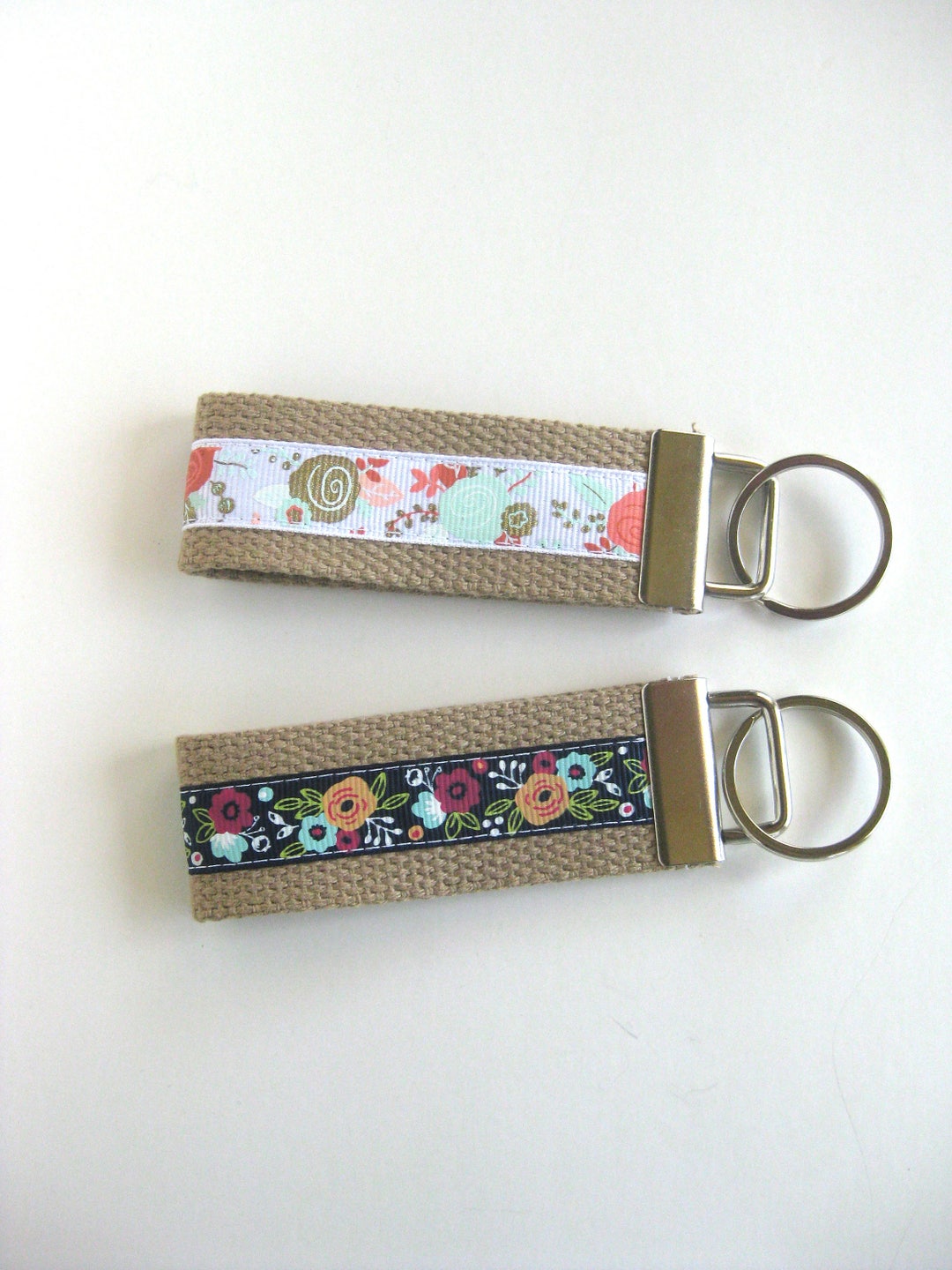 Gift for Wife Mini KEY FOB Floral Key Chain Keychain Holder Womens Key