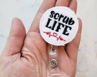 Scrub Life Nurse Badge Holders - Medical Professional Badge Reels - Retractable ID Badge Clips for Nurse - Nurse Gifts - Nurse Badge Reel