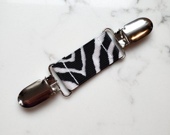 Zebra Print Elastic Dress Clip - Womens Shirt Clip - Cinch Clip Garment Clip - Elastic Clip BELT - Waist Cinch Jacket Clip