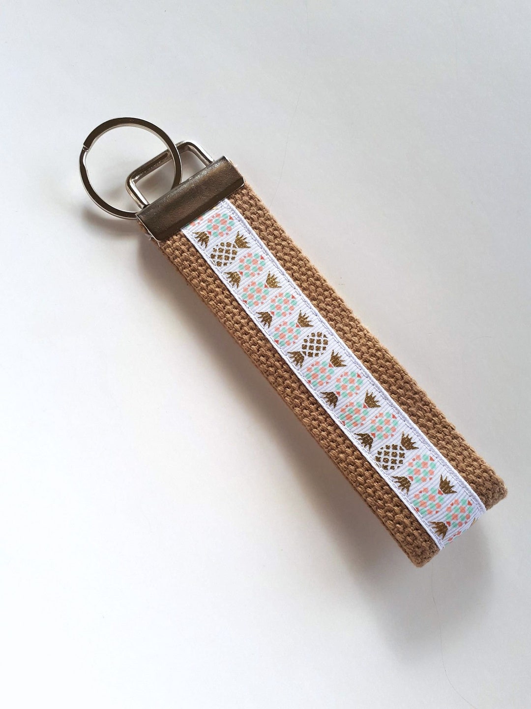 Mini KEY FOB Gold Pineapple Key Chain Womens Key Ring Womens Wristlet