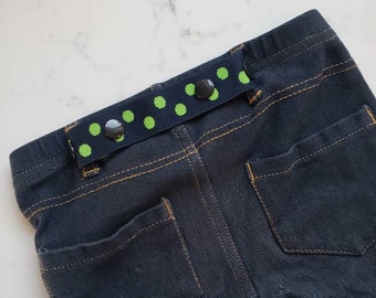 Toddler Boy Belt- Elastic SNAP BELT- Navy Blue Baby Belt- Waist Cincher- Adjustable Toddler Belt- Kids Pants Belt- Navy Green Dot Kids Belt