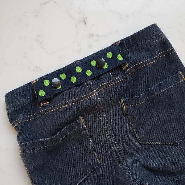 Toddler Boy Belt- Elastic SNAP BELT- Navy Blue Baby Belt- Waist Cincher- Adjustable Toddler Belt- Kids Pants Belt- Navy Green Dot Kids Belt