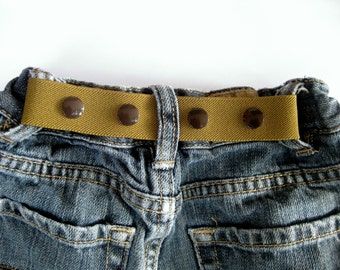 Toddler Boy Belt- ELASTIC SNAP BELT- Children's Belt- Neutral Khaki Olive Green Baby Belt- Waistband Cinch Belt- Kids Belt- Adjustable Belt