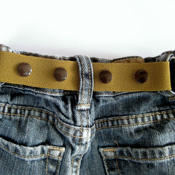 Toddler Boy Belt- ELASTIC SNAP BELT- Children's Belt- Neutral Khaki Olive Green Baby Belt- Waistband Cinch Belt- Kids Belt- Adjustable Belt