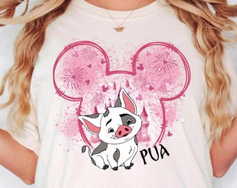 Comfort Colors® Disney hübsches Pua Moana Shirt, Disney Moana Pua Micky Geschenk, Prinzessin Moana Mädchen Reise passendes T-Shirt, Disneyland Urlaub T-Shirt