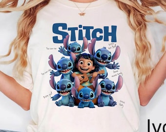 Comfort Colors® Disney Stitch And Lilo Stitch Music Lover Shirt, Disney Stitch Ohana Shirt, Disney Stitch Family Shirt,Disneyland Squad Gift