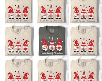 Comfort Colors® Custom Gnome Family Christmas Shirt, Personalized Gnome Xmas Shirts, Matching Family Shirt, Gnome 2025 Merry Christmas Shirt