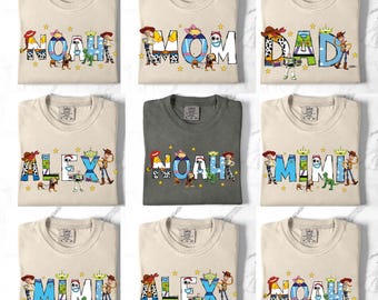Comfort Colors® Camiseta de cumpleaños Disney para papá y mamá de Toy Story, camiseta de cumpleaños familiar a juego de Toy Story, camiseta de pareja familiar de papá y mamá