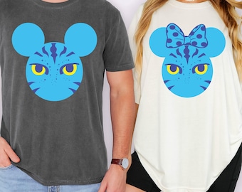 Comfort Colors® Pandora Avatar Mickey Minnie Ears Bijpassend vakantieshirt, Mickey Minnie Mouse Ears met Avatar Face, Avatar Fans Movie Tees