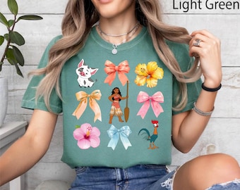 Camisa de princesa Moana Pua Hei Hei con flores de Disney Comfort Colors®, sudadera de princesa Moana de Disneyworld, camisa de vacaciones familiares de Disney