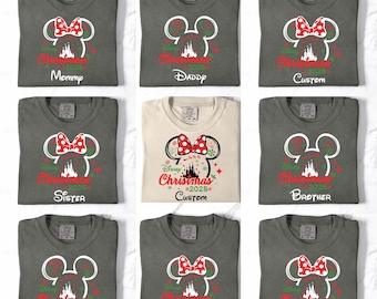 Comfort Colors® Disney Christmas 2025 Shirt, Custom Disney Christmas Shirt, Mickey Minnie Christmas Shirt,Custom Family Disney Christmas Tee