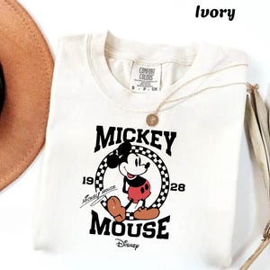 Comfort Colors® Vintage Mickey Mouse Shirt, Disney Mickey 1928 T-Shirt, Retro Mickey Shirt, Disney Trip Gift Sweater, Checkered Mickey Shirt