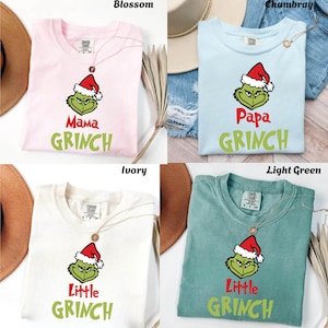 Comfort Colors® Benutzerdefinierte Grinch-Familien-T-Shirt, personalisierte benutzerdefinierte Grinch-Familie, die Weihnachten 2025 zusammenbringt, T-Shirt, Weihnachtsvater-Mama-benutzerdefiniertes Weihnachten