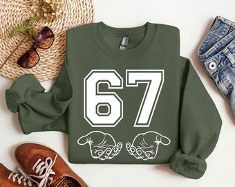 Comfort Colors® 67 Hand Funny Six Seven Sweatshirt, Meme Generation Alpha Tee, Trendy 67 Tshirt, Funny Gen Alpha Gift,Social Media Humor Tee