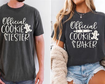 Comfort Colors® Official Christmas Cookie Baker/Tester T-Shirt, Christmas Couple Shirt, Matching Family Tee,Xmas Gift Shirt For Cookie Lover