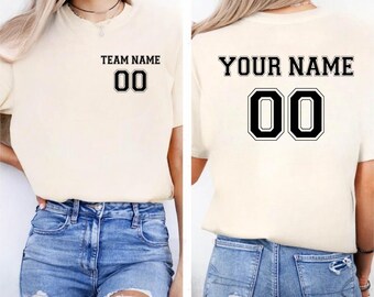 Comfort Colors® Customized Sports T-Shirt, Name and Number Customize Shirt,Sports Team Shirt, Your Own Writing,Personalized custom Gift Idea