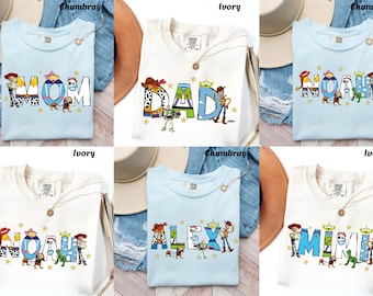 Comfort Colors® Camiseta de cumpleaños Disney para papá y mamá de Toy Story, camiseta de cumpleaños familiar a juego de Toy Story, camiseta de pareja familiar de papá y mamá