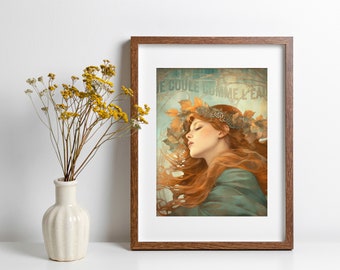 I Flow Like Water  | Art Nouveau Vintage Style Digital File for Print