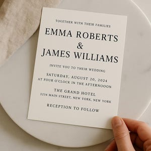 Minimalist Black & White Wedding Invitation Set – Editable Canva Template with RSVP and Save the Date – Modern Printable Wedding Stationery