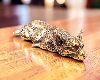 Brass Mini Corgi Dog Collectible Figurine