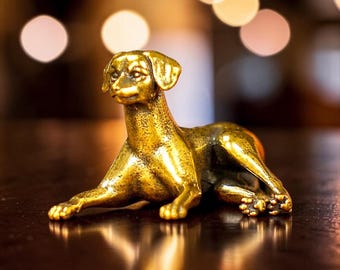 Brass Mini Sitting Dog Collectible Figurine