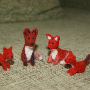 Felted fox, felted toy miniature, felted wild animals, natural wool toys, felt animal