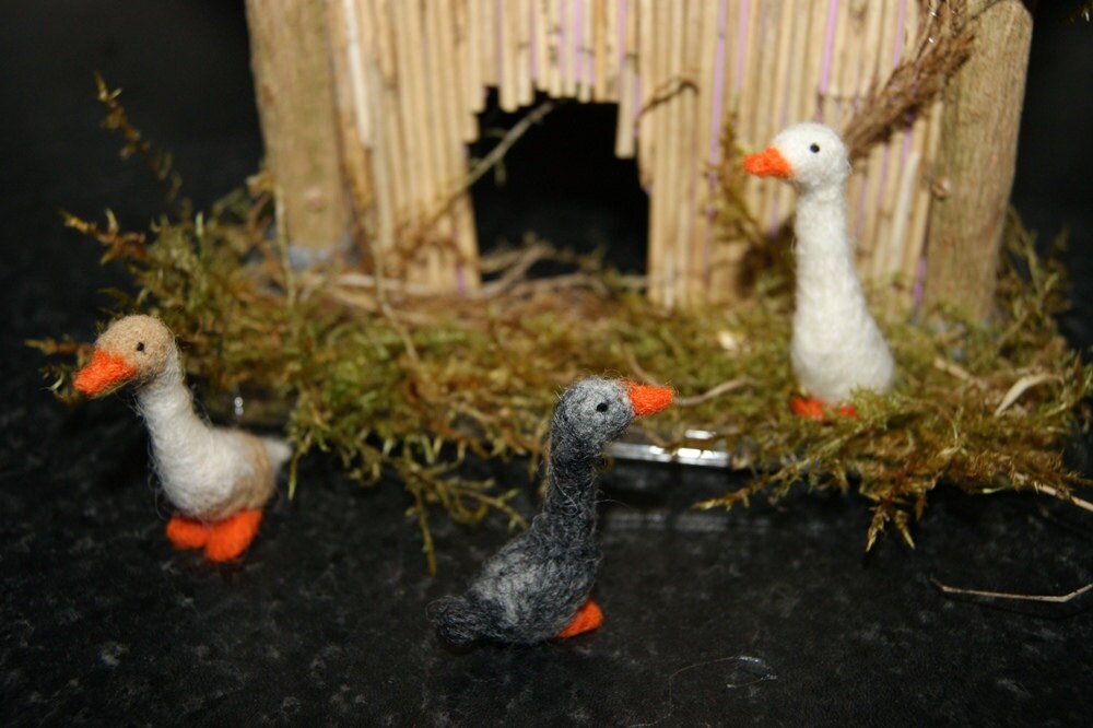 Needle Felted Duck, Natural Wool Miniature Farm Animal Toy - Etsy