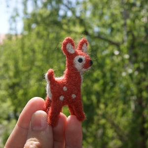 Felted cute deer miniature - felted wild animals - MADE TO ORDER