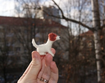 Needle felted dog miniature - cute mini Jack Russell - tiny soft sculpture