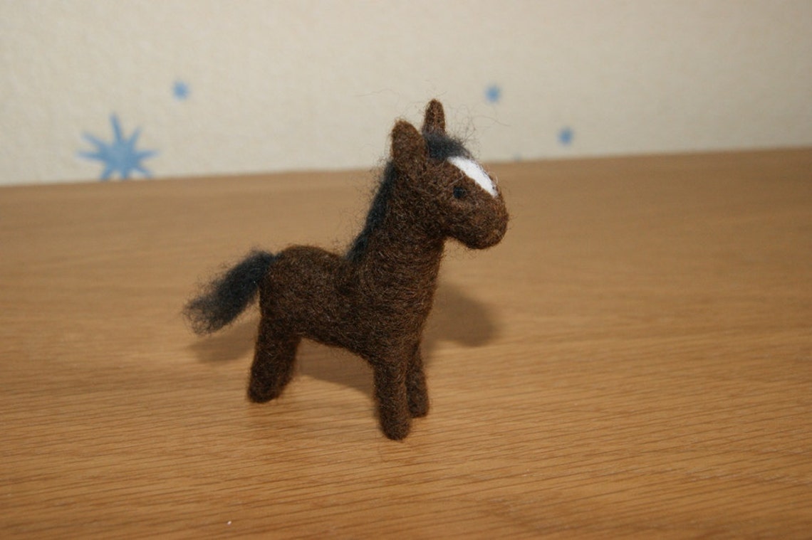 Felted Horse Needle Felted Horse Natural Wool Gift Brown Etsy