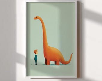 Arte mural de dinosaurio Brontosaurio / Impresión para habitación infantil y guardería / Descarga digital de GentleCreaturesStore