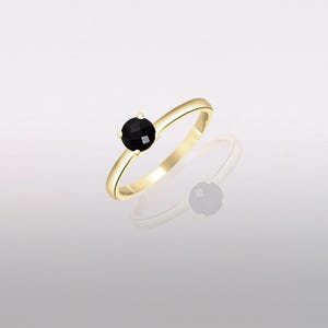 Black Obsidian Gold Vermeil Ring: Sterling Silver Minimalist Band