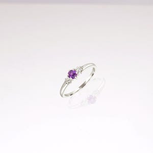 Dainty Tanzanite Ring: 14k White Gold, Diamond Accents