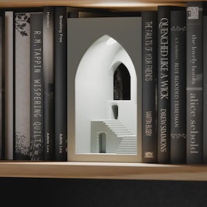Mystical Temple Bookend, Decorative Book Nook for Bookshelf and Reading Corner