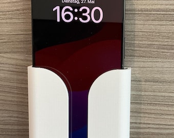 Soporte de pared para teléfono móvil con abertura para cable de carga: soporte para smartphone impreso en 3D para cocina, oficina y dormitorio.