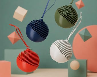 Modern Sliced Christmas Bauble, Geometric Tree Ornament and Elegant Holiday Hanging Decoration