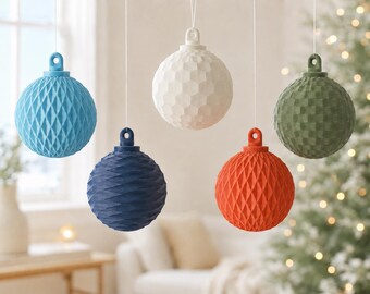 Modern Christmas Ornament, Geometric Tree Decoration with Selectable Pattern