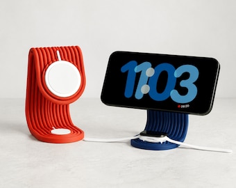 iPhone and Apple Watch Charging Stand, Modern MagSafe Dock for Phone, Watch and AirPods