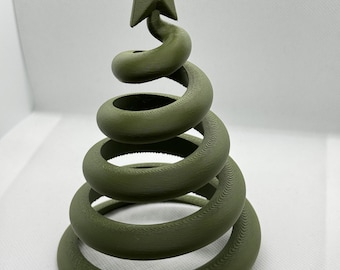 Spiral Christmas tree with star – modern decoration, 15 cm, gift idea, minimalist Christmas decoration