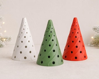 Christmas Tree LED Tea Light Shade, Modern Candle Holder for Advent and Winter Decor