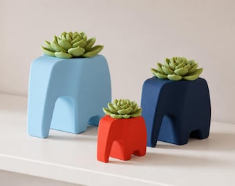 Elephant Succulent Planter, Modern Animal Plant Pot in Three Sizes for Shelf and Window Sill
