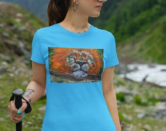 Lion Graphic Tee, schlafender Löwe auf Log, Wild Animal Shirt